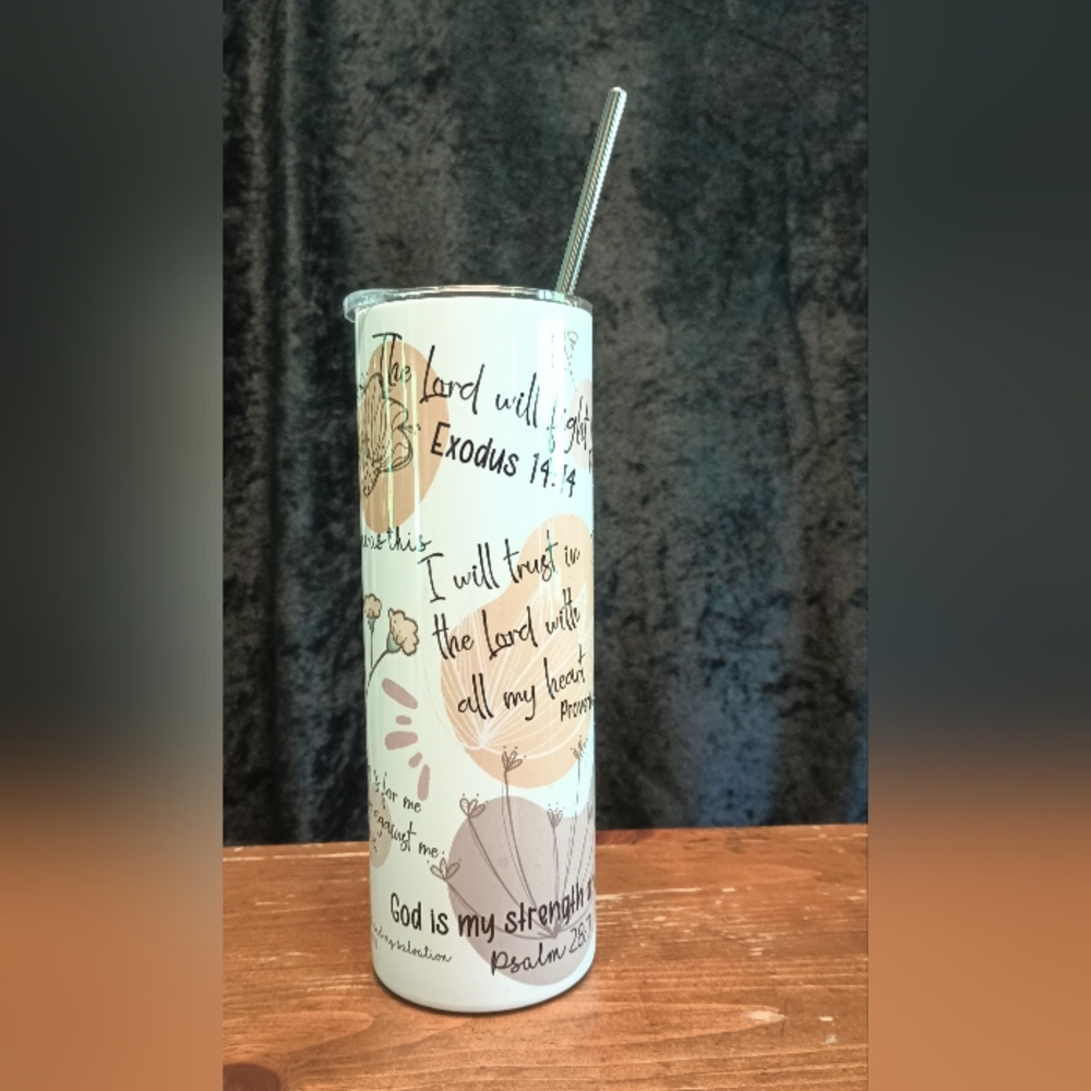 Tumbler with Bible verse design